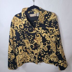 Life Style Black and Gold Sequin‎ Jacket Size XL Women's